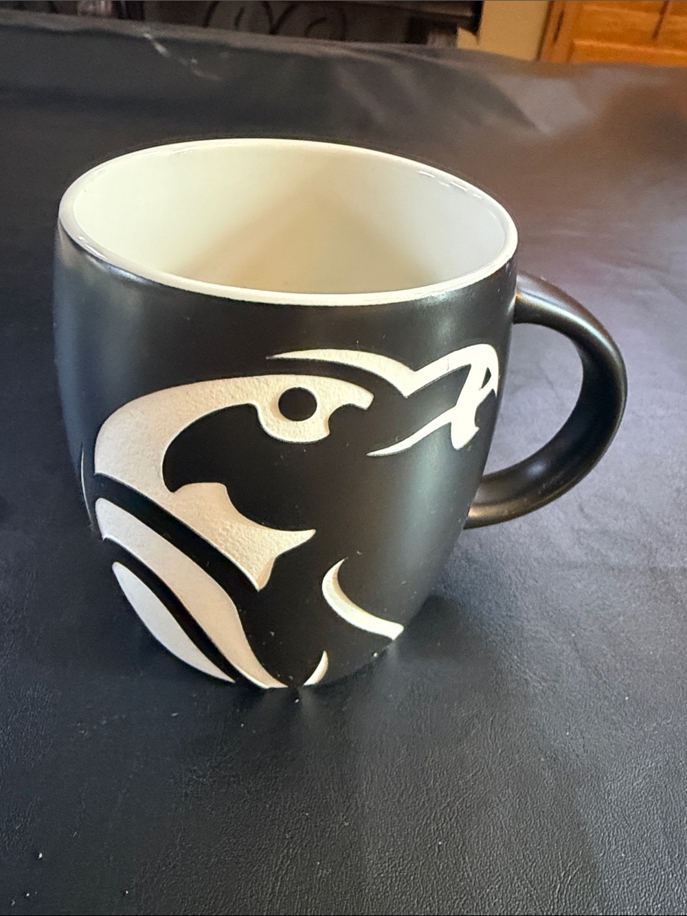 Matte Black Ceramic Accent Mug with White Eagle Graphic - Home Accents